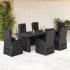vidaXL Set da Pranzo da Giardino 7 pz Nero con Cuscini in Polyrattan