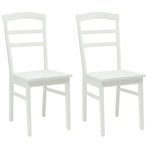 vidaXL Sedia da pranzo 2 pz Legno di gomma solido Bianco