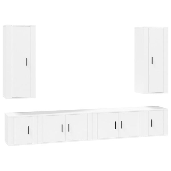 vidaXL Set di Mobili Porta TV 6 pz Bianco in Legno Multistrato