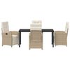 vidaXL Set da Pranzo per Giardino con cuscino 5 pcs Beige polyrattan