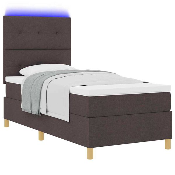 vidaXL Letto a Sorgente LED Marrone Scuro 80 x 200 cm Tessuto