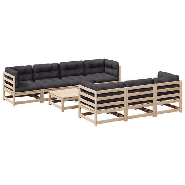 vidaXL Set Divani da Giardino 8 pz con Cuscini Legno Massello di Pino