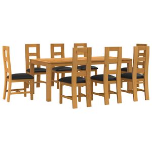 vidaXL Set da pranzo 9 pz Nero Legno di Quercia Massello