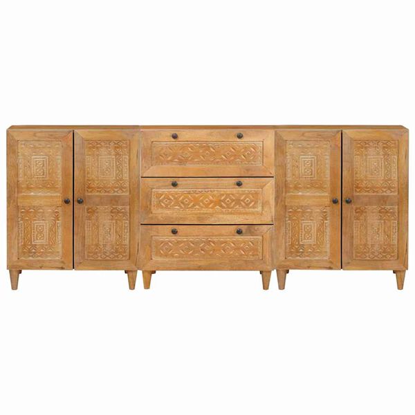 vidaXL Credenza 3 pcs Marrone 60 x 33 x 75 cm legno massello di mango