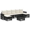 vidaXL Set Divano da Giardino 8 pcs Nero e Bianco Crema polyrattan