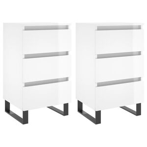 vidaXL Comodini 2 pz Bianco Lucido 40x35x69 cm in Legno Multistrato