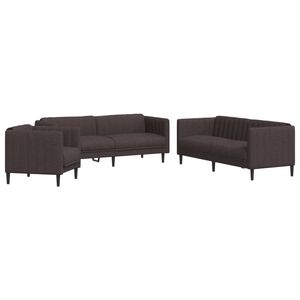 vidaXL Set di Divani 3 pz Marrone Scuro in Tessuto