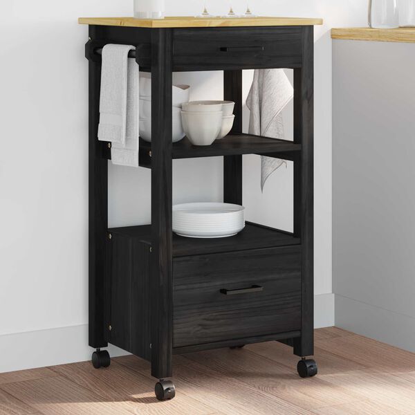 vidaXL Carrello da Cucina Tinta unita Nero