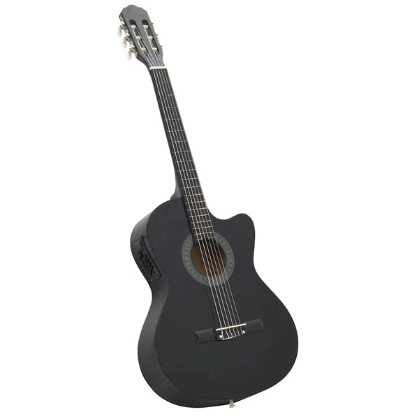 vidaXL Set Chitarra Western 12 pz con Equalizzatore e 6 Corde Nera