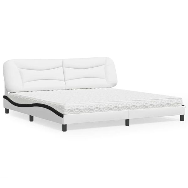 vidaXL Letto con Materasso Hvar Bianco e Nero 200x200cm in Similpelle