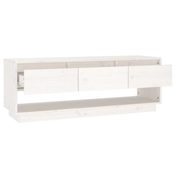 vidaXL Mobile Porta TV Bianco 110,5x34x40 cm in Legno Massello di Pino