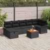 vidaXL Set Divano da Giardino con cuscino 8 pcs Nero Poly Rattan