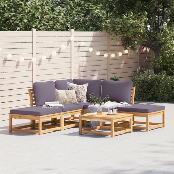 vidaXL Set Salotto da Giardino 6 pz con Cuscini in Massello di Acacia