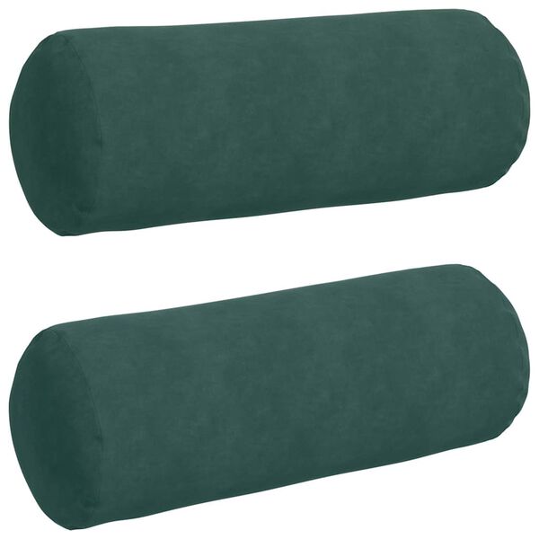 vidaXL Cuscini a rullo 2 pcs Verde Scuro &Oslash; 25 x 70 cm Tessuto in Cords