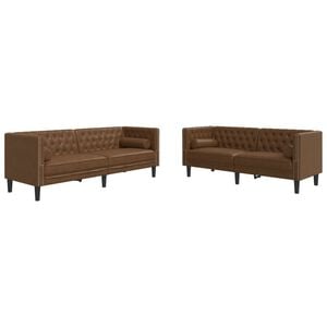 vidaXL Divani Chesterfield 2pz Cuscini Marrone Similpelle Scamosciata