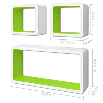 vidaXL Mensole a Cubo da Parete 6 pz Bianco e Verde