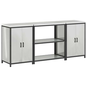 vidaXL Set di Stoccaggio per Cucina 3 pcs Argento Acciaio zincato