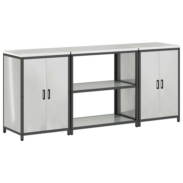 vidaXL Set di Stoccaggio per Cucina 3 pcs Argento Acciaio zincato