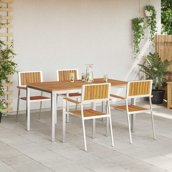 vidaXL Set da pranzo per esterni 5 pcs Legno di Acacia Massello