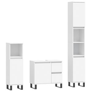vidaXL Set Mobili da Bagno 3 pz Bianco in Legno Multistrato