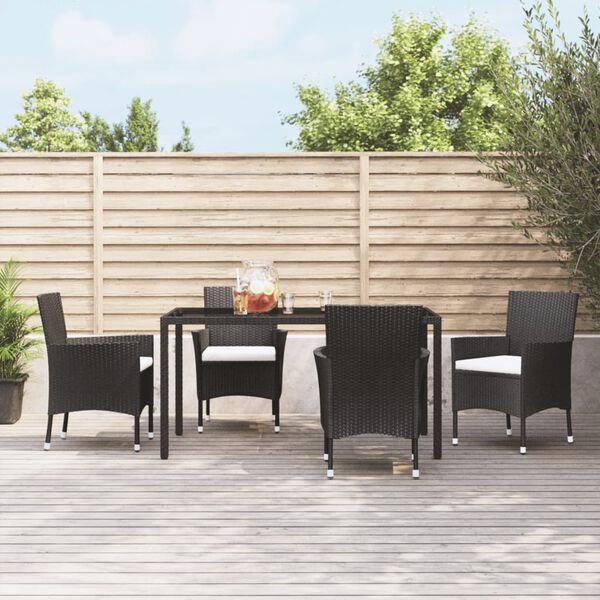 vidaXL Sedie da giardino con cuscini 4 pz nere in polyrattan (solo UK/IE/FI/NO)