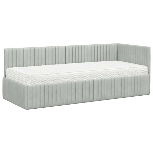 vidaXL Struttura Letto Angolare con Materasso 2 pcs Grigio chiaro