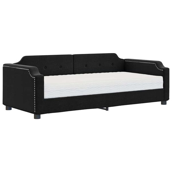 vidaXL Divano Letto con Materasso Nero 80x200 cm in Tessuto