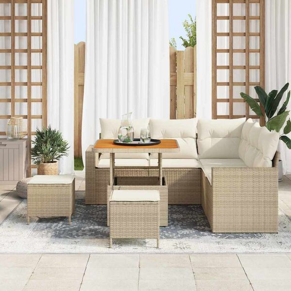 vidaXL Set Divano da Giardino 8 pcs Beige polyrattan