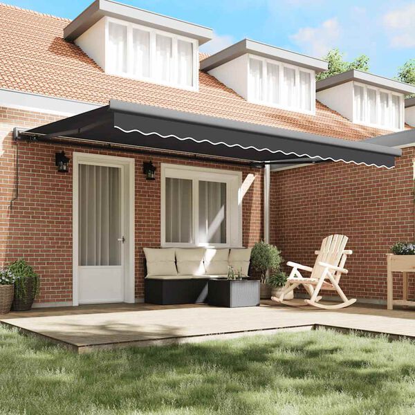 vidaXL Tenda da Sole Retrattile Antracite 4,5x3 m Tessuto e Alluminio