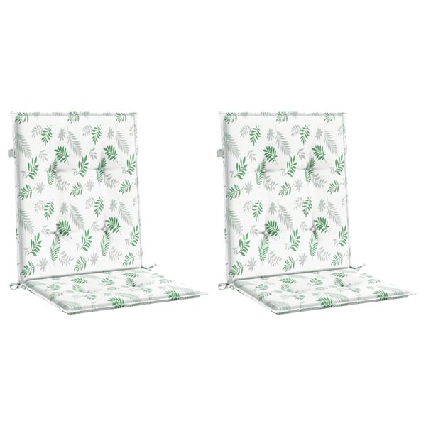 vidaXL Cuscini per Sedia Schienale Basso 2 pz Motivo Foglie in Tessuto