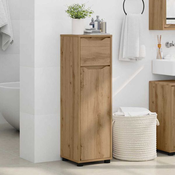 vidaXL Mobile da Bagno con porta Rovere artigianale 30,5 x 30 x 101 cm