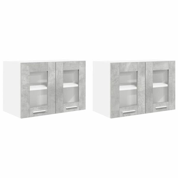 vidaXL Armadio pensile con porta 2 pcs Grigio cemento 60 x 31 x 40 cm