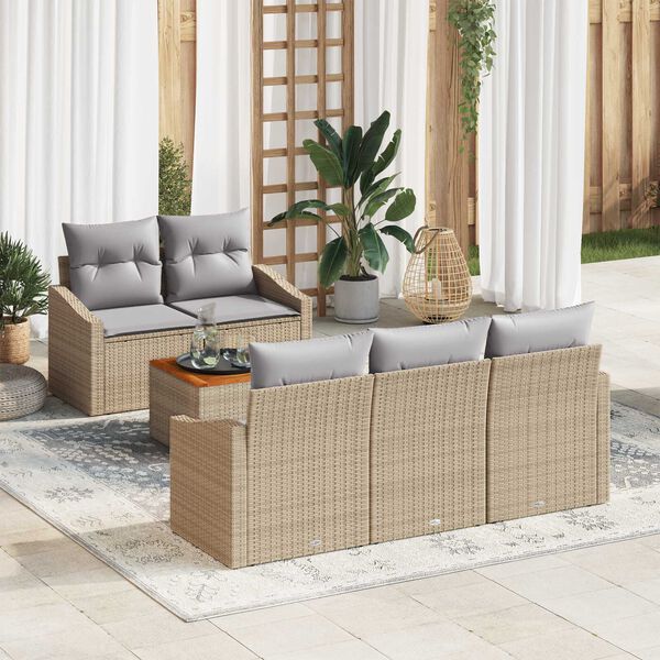 vidaXL Set Divano da Giardino 6 pcs Beige e Grigio Chiaro polyrattan