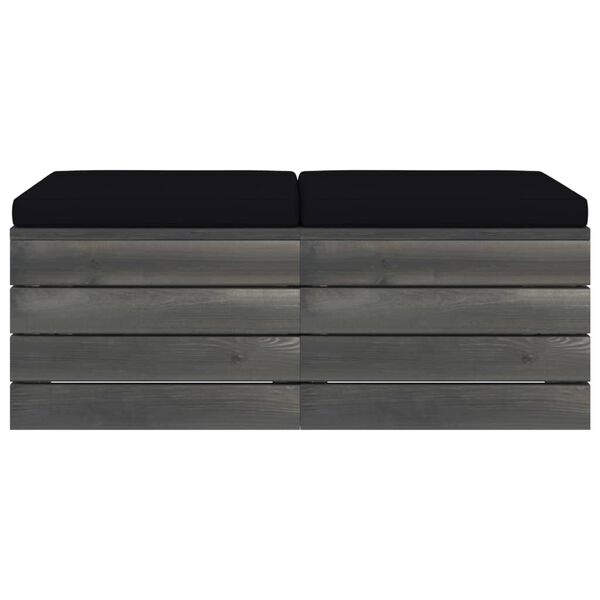 vidaXL Pouf da Giardino su Pallet 2 pz con Cuscini in Massello di Pino