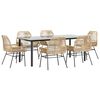 vidaXL Set Pranzo da Giardino 7pz con Cuscini Marrone Polyrattan Vetro