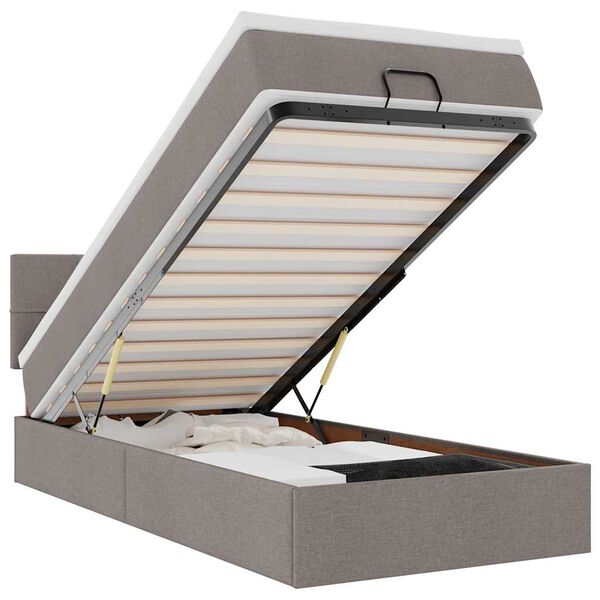 vidaXL Pouf Letto con Materasso e LED Tortora 90x200 cm in Tessuto