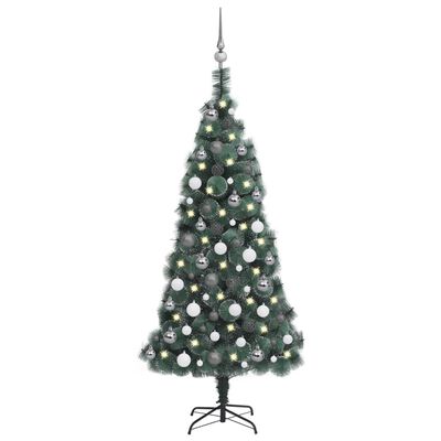 vidaXL Albero Natale Artificiale con LED Palline Verde 120 cm PVC e PE