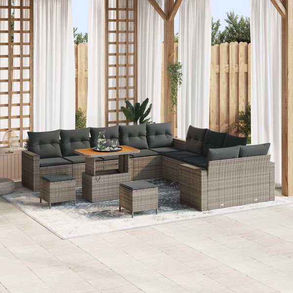 vidaXL Set Divano da Giardino 13 pcs Grigio polyrattan