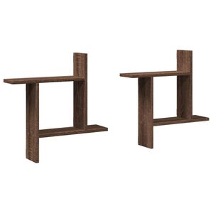 vidaXL Mensole da Parete 2pz Rovere Marrone 50x12x50 cm in Truciolato