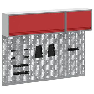 vidaXL Set di armadi per attrezzi con lo scaffale 5 pz Rosso