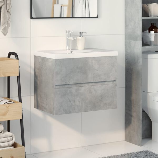 vidaXL Set Mobili da Bagno 2 pz Grigio Cemento in Legno Multistrato