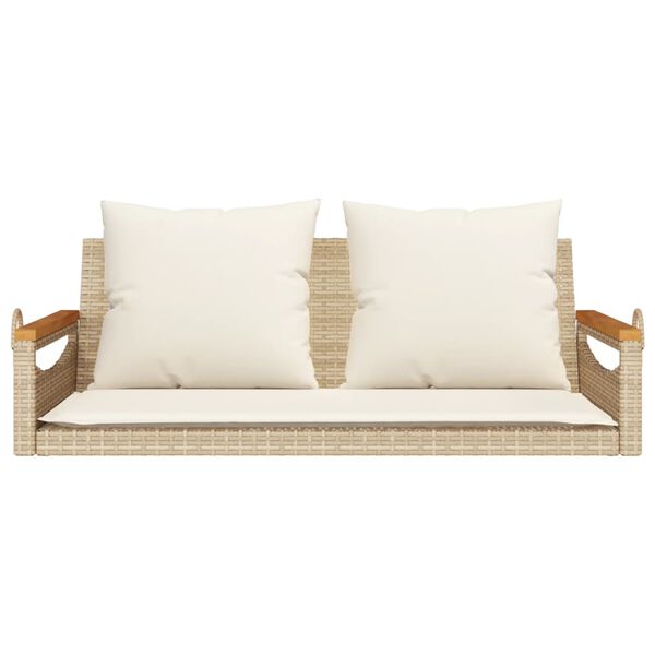 vidaXL Panchina a Dondolo con Cuscini Beige 109x62x40 cm in Polyrattan