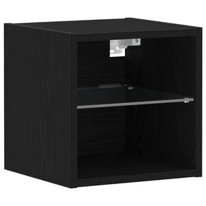 vidaXL Mobile TV a Parete con Luci LED Nero 30x28,5x30 cm