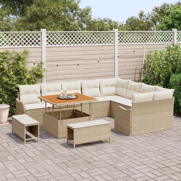 vidaXL Set Divano da Giardino 12 pcs Beige polyrattan