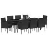 vidaXL Set da Pranzo per Giardino con cuscino 9 pcs Nero polyrattan