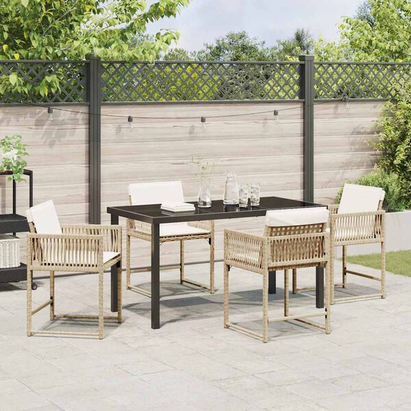vidaXL Set da Pranzo per Giardino 5 pcs Beige polyrattan