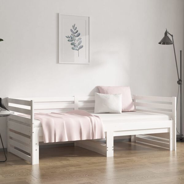 vidaXL Dormeuse Estraibile Bianca 2x(80x200) cm Legno Massello di Pino