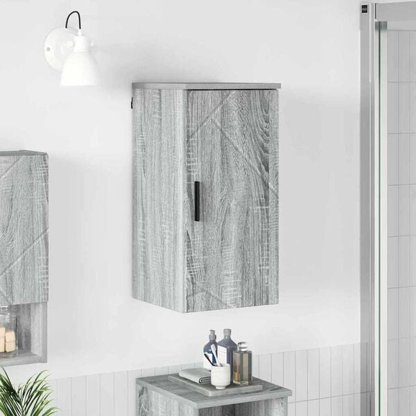 vidaXL Mobile da Bagno con porta Grigio Sonoma 30 x 31,5 x 61 cm