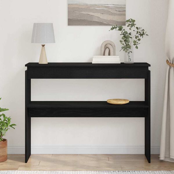 vidaXL Tavolo consolle Rovere Nero 80 x 30 x 102 cm Legno multistrato