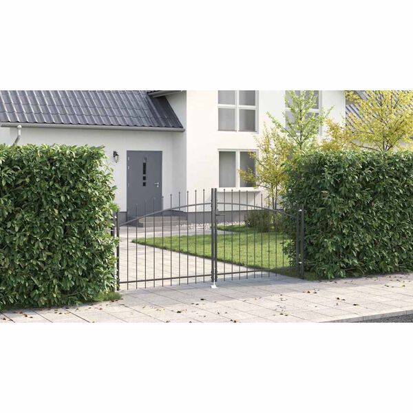 vidaXL Cancello da giardino con blocco Grigio 150 x 300 cm Acciaio